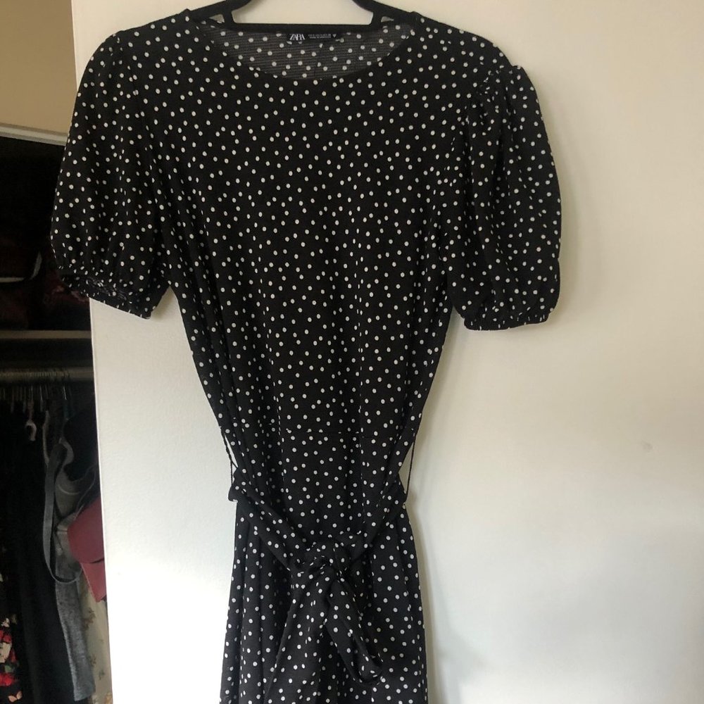Zara Polka Dot Belted Dross